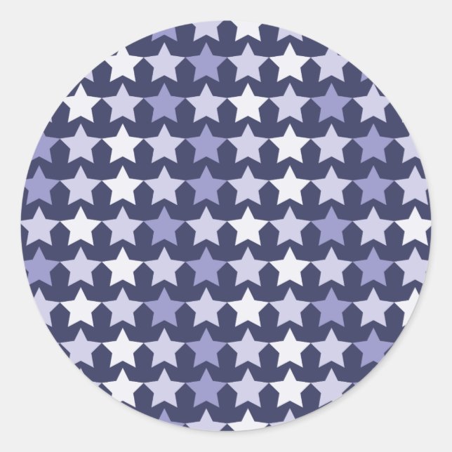Patriotic Navy Blue Stars Classic Round Sticker (Front)