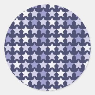 Patriotic Navy Blue Stars Classic Round Sticker