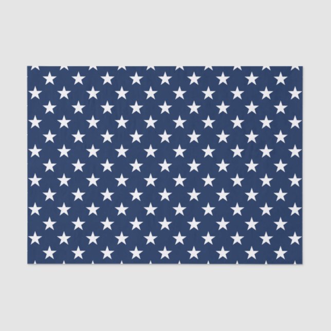 Patriotic Navy Blue USA Flag Stars Pattern Tissue Paper (Front)