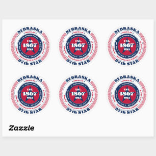 Patriotic Nebraska Circle Design Sticker