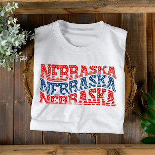 Patriotic Nebraska Red and Blue Boho T-Shirt 