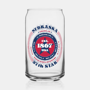 Patriotic Nebraska Typography Drinkware Set Can Glass