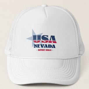 Patriotic Nevada Typography Trucker Hat