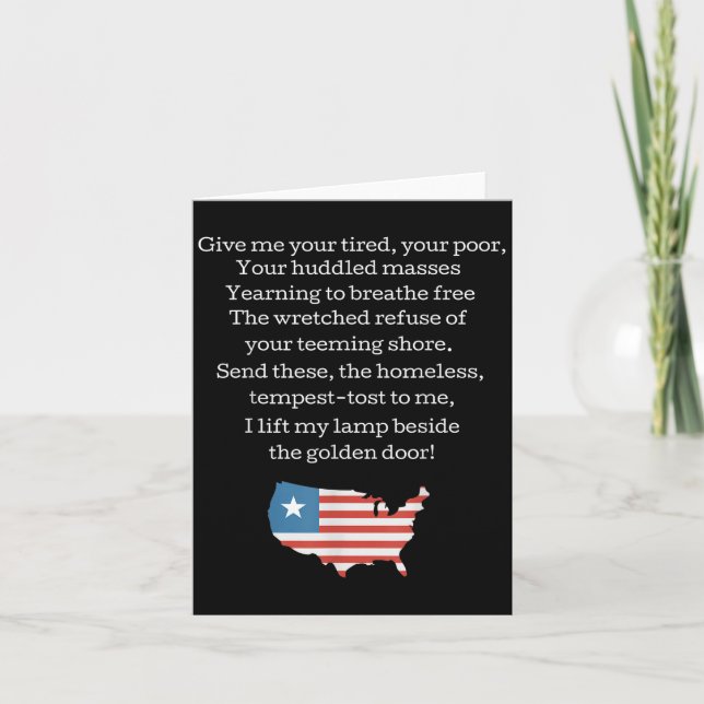 Patriotic New Colossus Emma Lazarus Quote Usa Gift Card (Front)