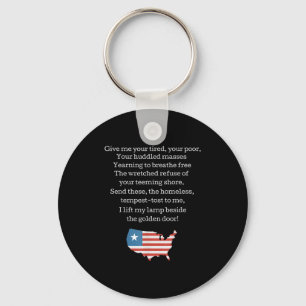 Patriotic New Colossus Emma Lazarus Quote Usa Gift Key Ring