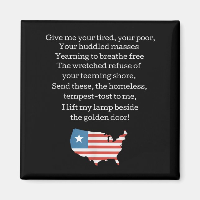 Patriotic New Colossus Emma Lazarus Quote Usa Gift Magnet (Front)