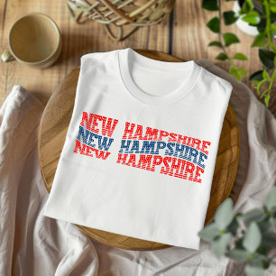 Patriotic New Hampshire Red and Blue Boho T-Shirt 