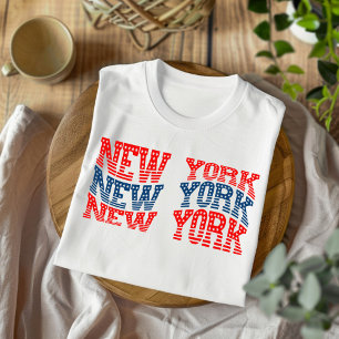 Patriotic New York Red and Blue Boho T-Shirt 