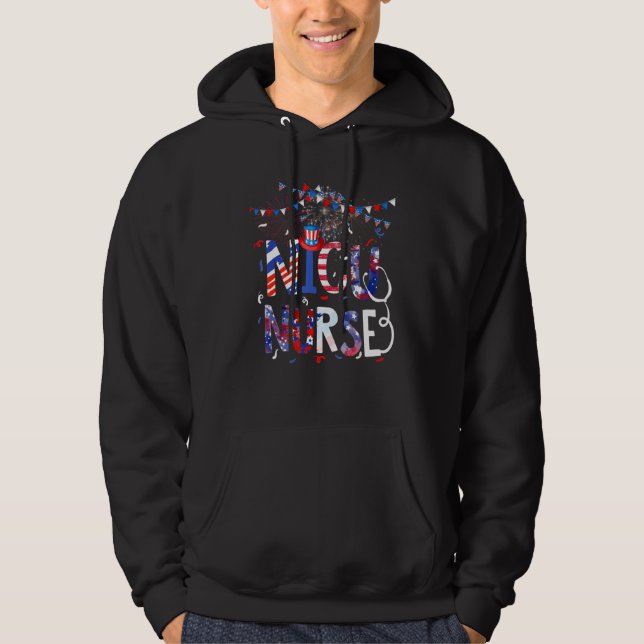 Patriotic Nicu Nurse 4th Of July Stethoscope Nursi Hoodie (Front)