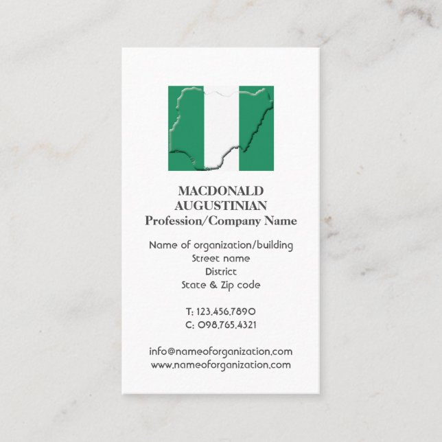 Patriotic | NIGERIA FLAG | Photo Business Card (Front)