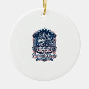 Patriotic Night Mission Patriot Wolf Military Insp Ceramic Tree Decoration