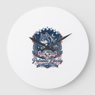 Patriotic Night Mission Patriot Wolf Military Insp Large Clock