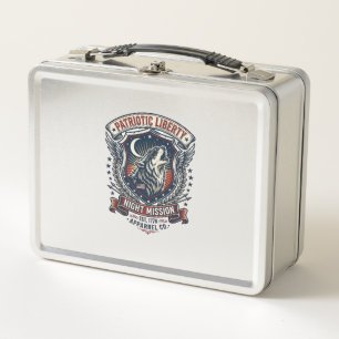 Patriotic Night Mission Patriot Wolf Military Insp Metal Lunch Box