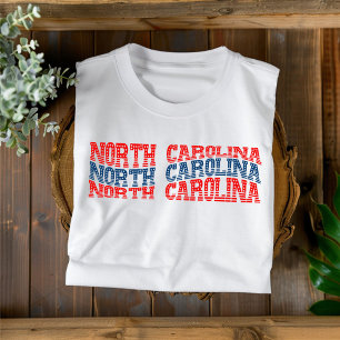 Patriotic North Carolina Red & Blue Boho T-Shirt 