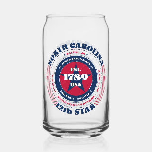 Patriotic North Carolina Typography Drinkware Set Can Glass
