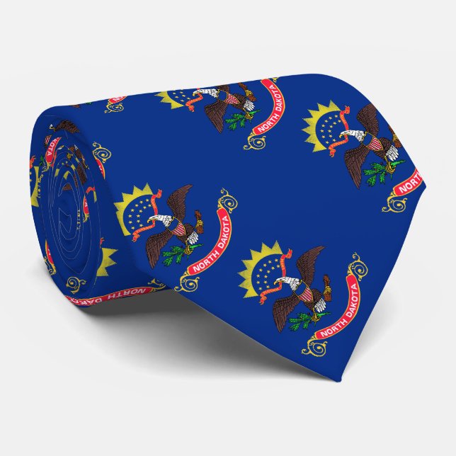 Patriotic North Dakota State Flag Tie (Rolled)