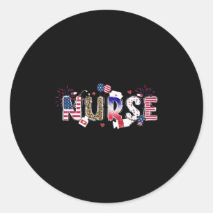 Patriotic Nurse 4th Of July American Flag Medical Classic Round Sticker
