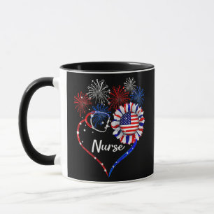 Patriotic Nurse 4th Of July American Flag Mug