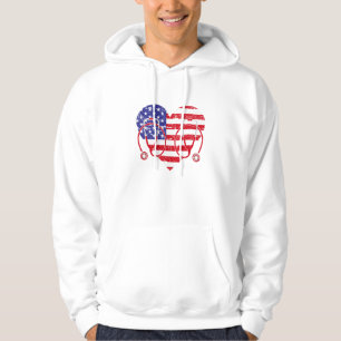 Patriotic Nurse American Flag Heart Hoodie