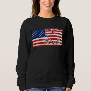 Patriotic Nurse American Flag Proud Doctor Nursing Sweatshirt