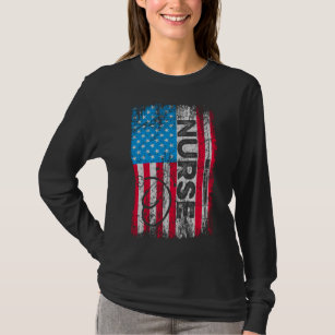 Patriotic Nurse American Flag Stethoscope Nursing T-Shirt