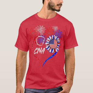 Patriotic Nurse CNA 4th Of July American Flag Sunf T-Shirt