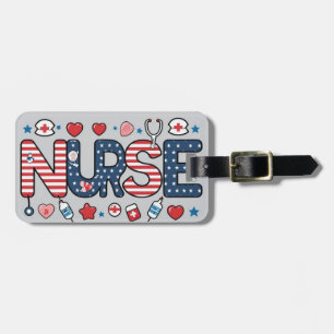 Patriotic Nurse Luggage Tag – USA Flag Medical Des
