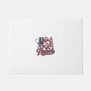 Patriotic Nurse USA Heart Stethoscope Shirt Design Doormat