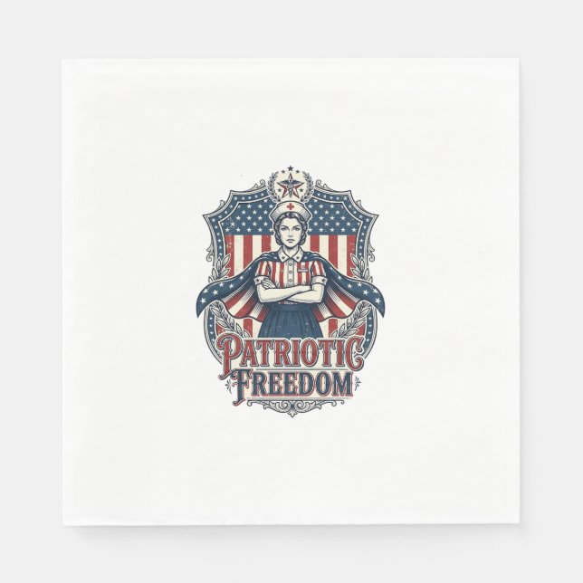 Patriotic Nurse Vector Graphic Tee_1 Napkin (Front)