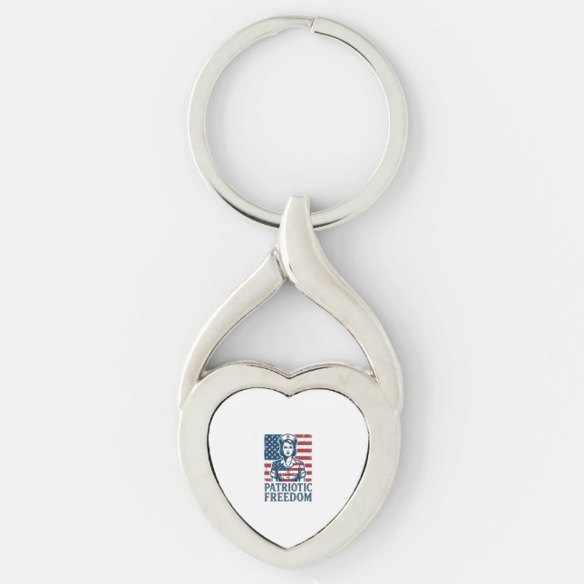 Patriotic Nurse Vector Graphic Tee Key Ring (Front)