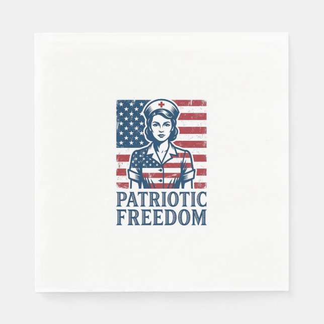Patriotic Nurse Vector Graphic Tee Napkin (Front)
