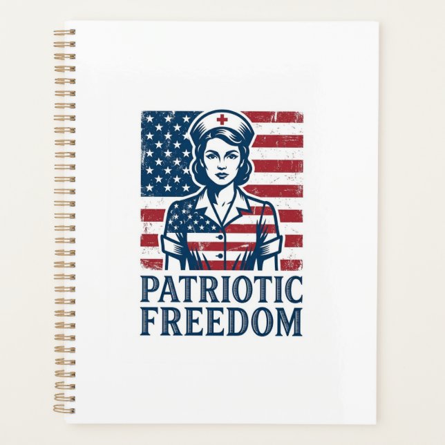 Patriotic Nurse Vector Graphic Tee Planner (Front)