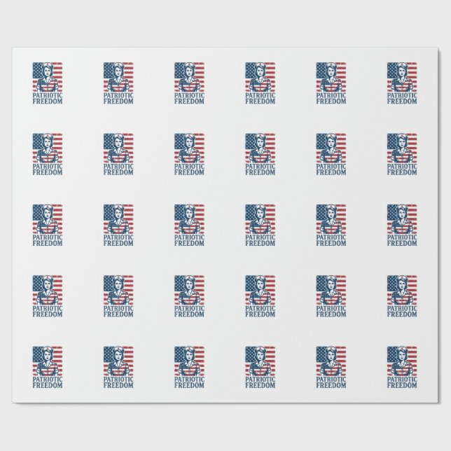 Patriotic Nurse Vector Graphic Tee Wrapping Paper (Flat)