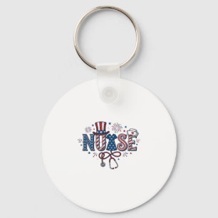 Patriotic Nurse Vintage Engraving Vector Design_1 Key Ring