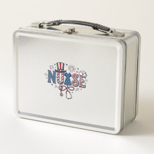 Patriotic Nurse Vintage Engraving Vector Design_1 Metal Lunch Box
