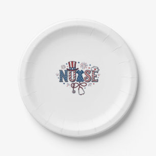 Patriotic Nurse Vintage Engraving Vector Design_1 Paper Plate