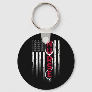 Patriotic Nurse With Flag Stethoscope For Rn  Key Ring