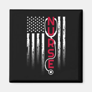 Patriotic Nurse With Flag Stethoscope For Rn Magnet