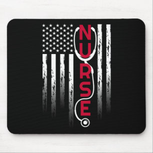 Patriotic Nurse With Flag Stethoscope For Rn Mouse Mat