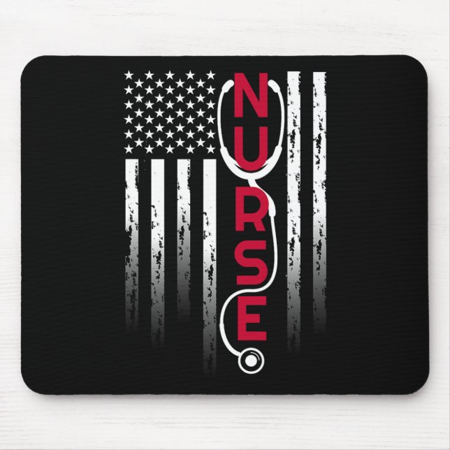 Patriotic Nurse With Flag Stethoscope For Rn  Mouse Mat (Front)