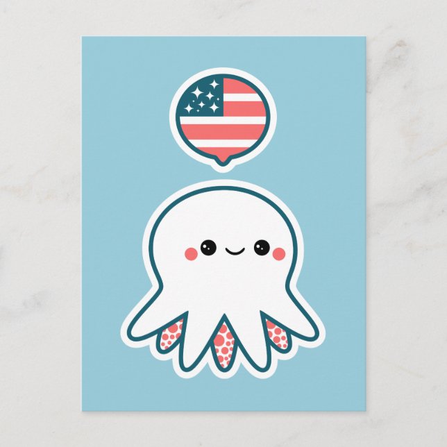Patriotic Octopus Postcard (Front)