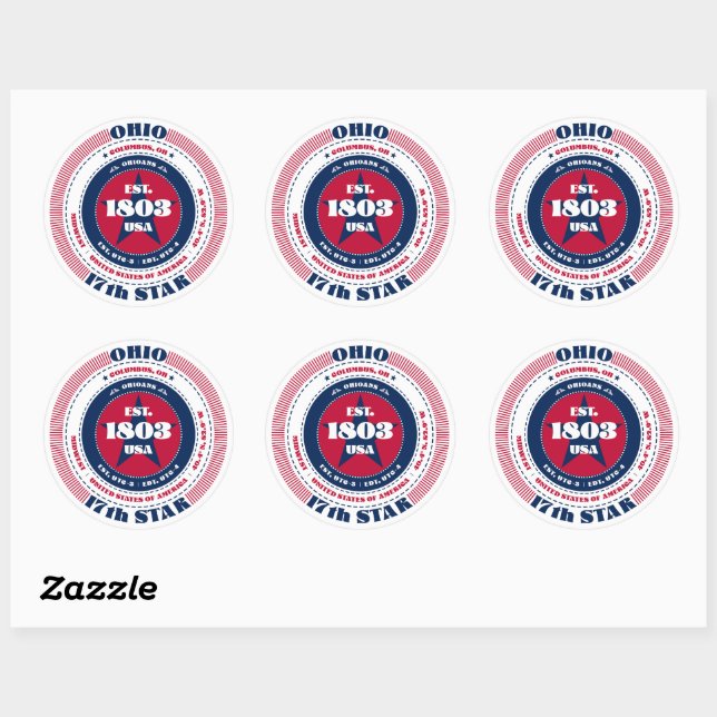 Patriotic Ohio Circle Design Sticker (Sheet)