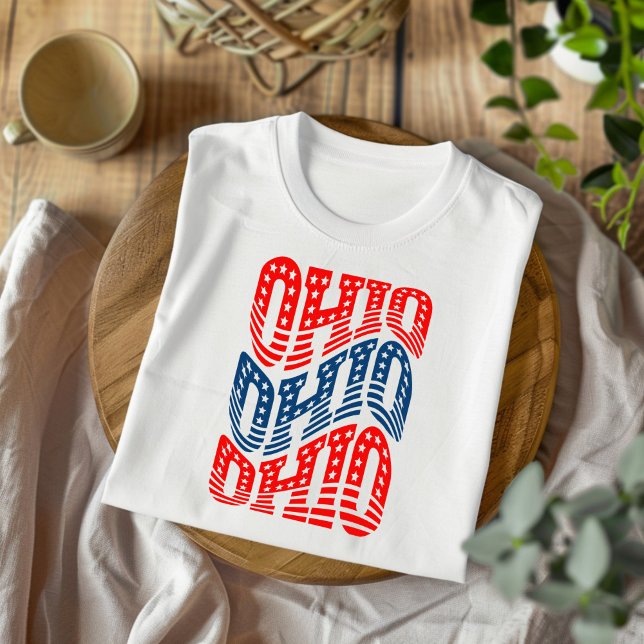 Patriotic Ohio Red and Blue Boho T-Shirt  (Creator Uploaded)