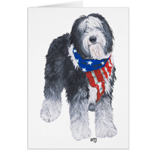 Patriotic Old English Sheepdog