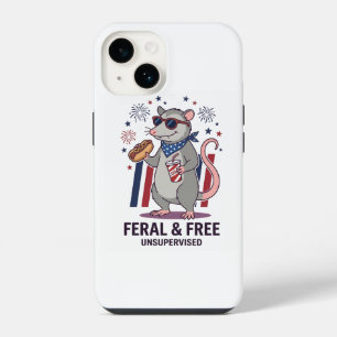Patriotic Opossum Feral and Free 4th of July Indep iPhone 14 Case
