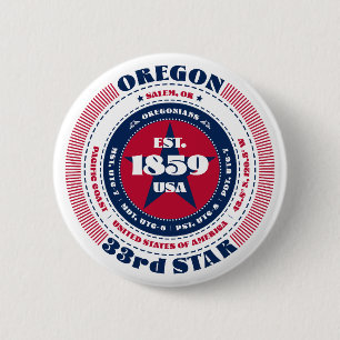 Patriotic Oregon Circle with State Details 6 Cm Round Badge