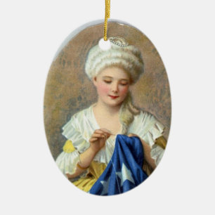 Patriotic Ornament--Betsy Ross Ceramic Tree Decoration