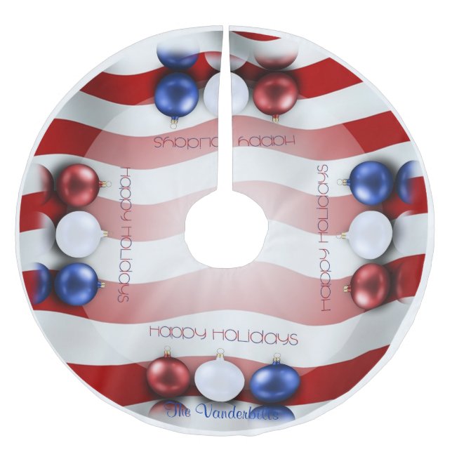 Patriotic Ornaments Christmas Tree Skirt (Front)