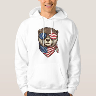 Patriotic Otter Vector Vintage Engraving Shirt Des