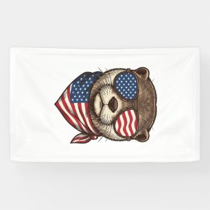 Patriotic Otter Vector Vintage Engraving Shirt Des Banner